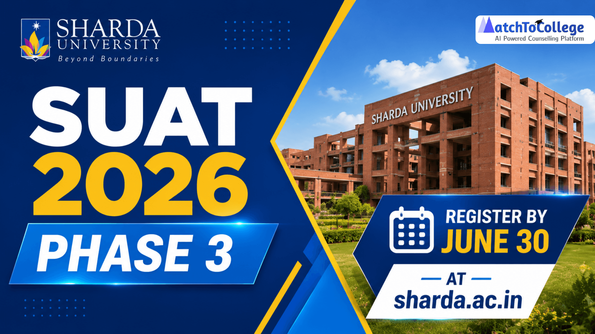 SUAT 2026 Phase 3: Register by June 30 at sharda.ac.in