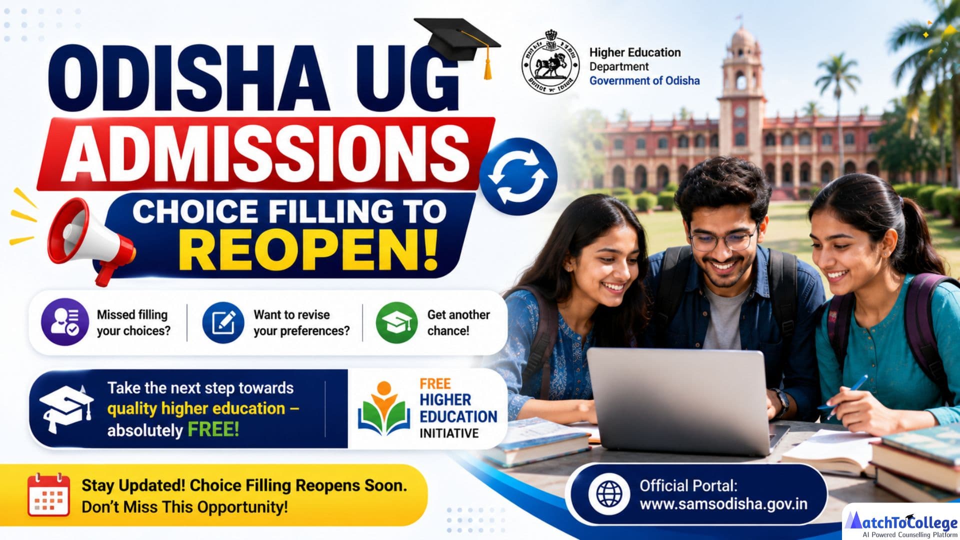 Odisha UG Admissions 2026: Choice Filling Reopens!
