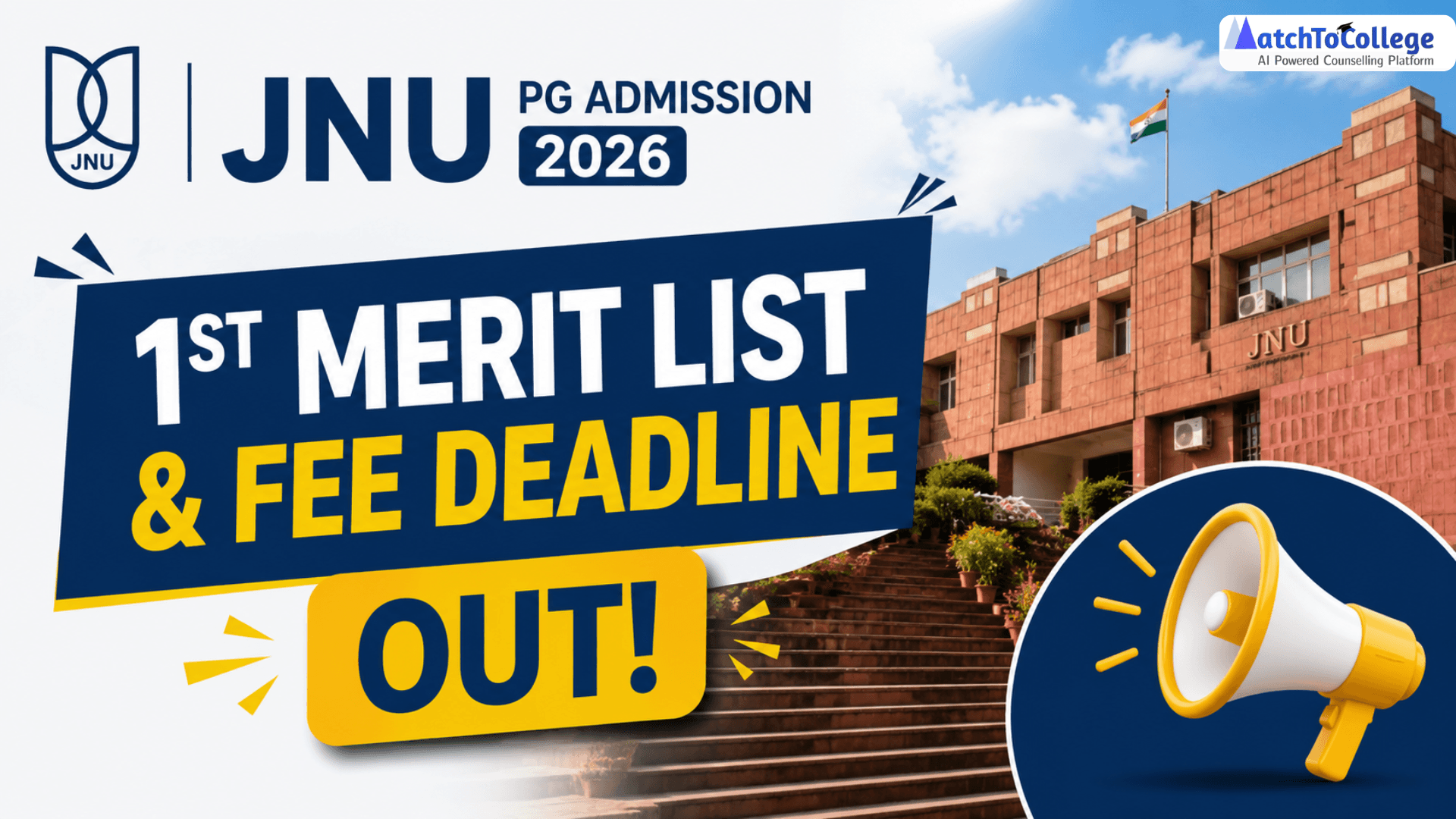 JNU PG Admission 2026: 1st Merit List & Fee Deadline OUT!