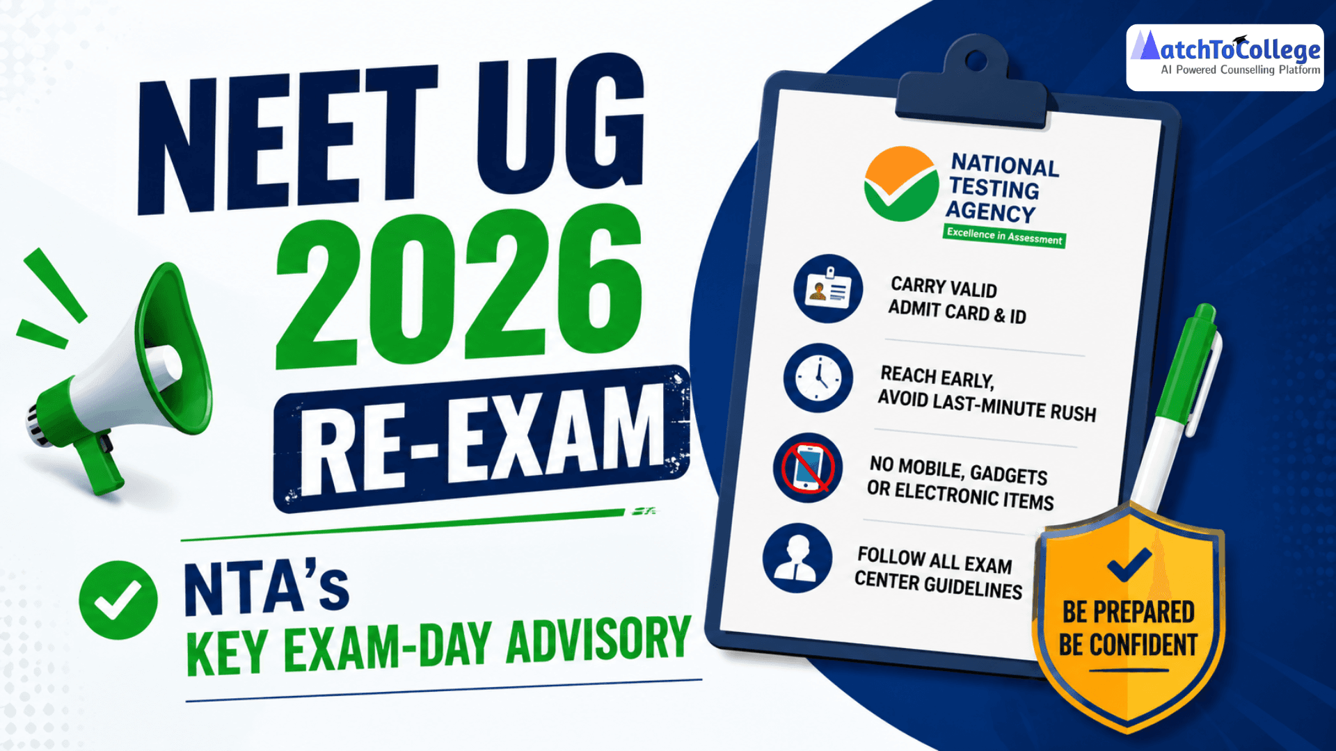 NEET UG 2026 Re-exam: NTA's Key Exam-Day Advisory