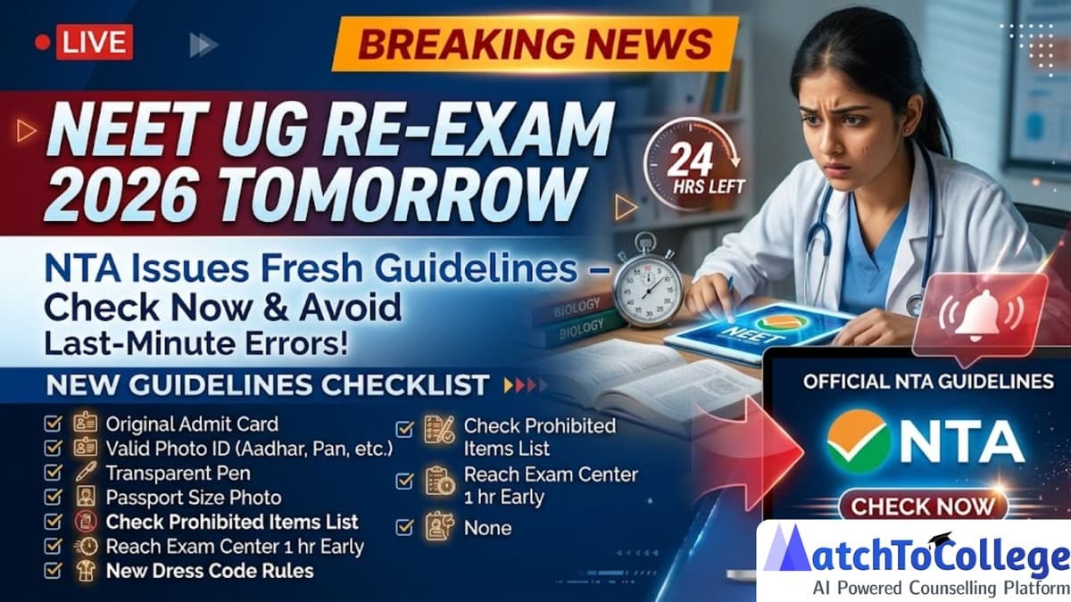 NEET UG 2026 Re-Exam Tomorrow: NTA Fresh Guidelines & Key Tips