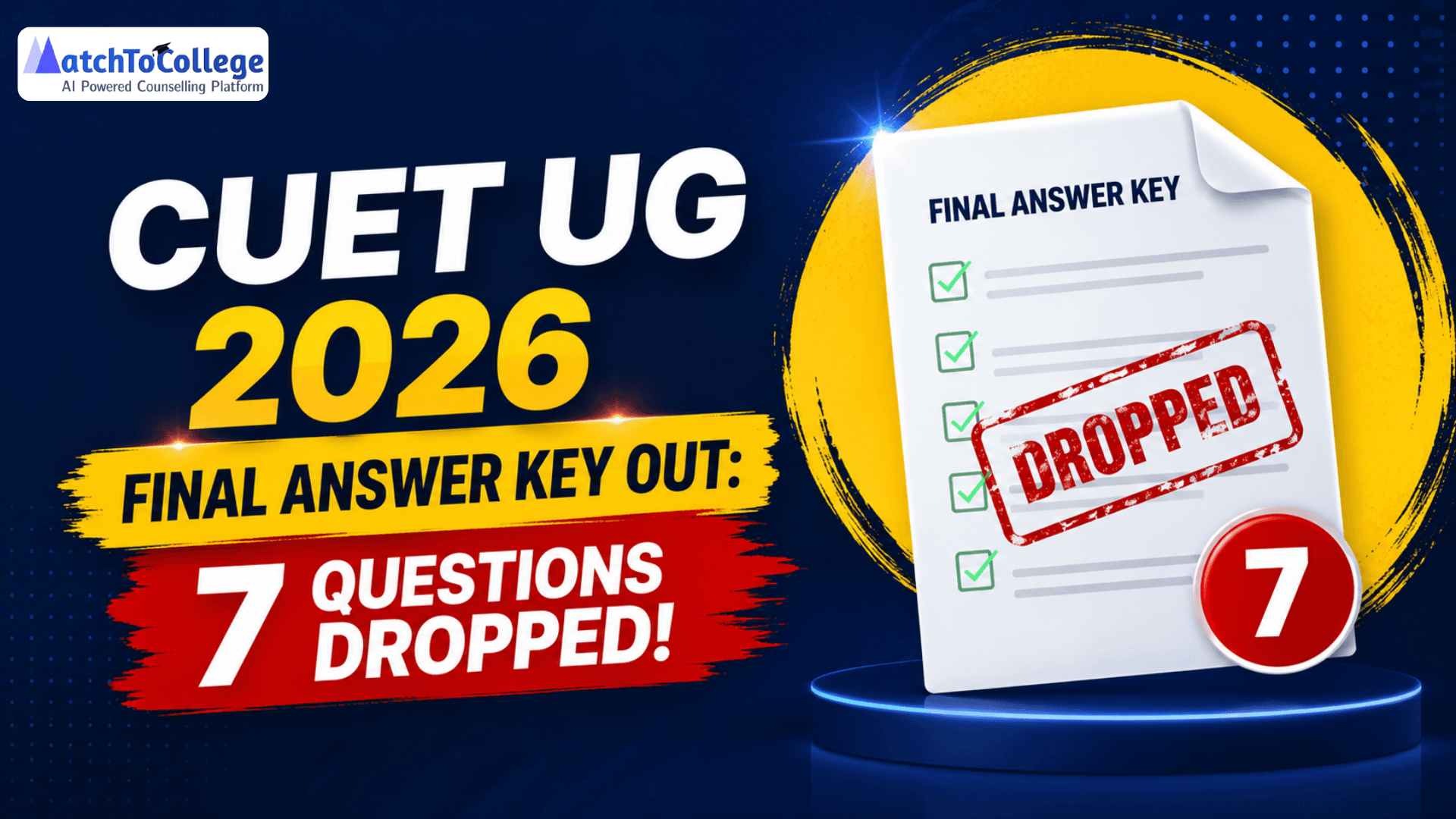 CUET UG 2026 Final Answer Key Out: 7 Questions Dropped!