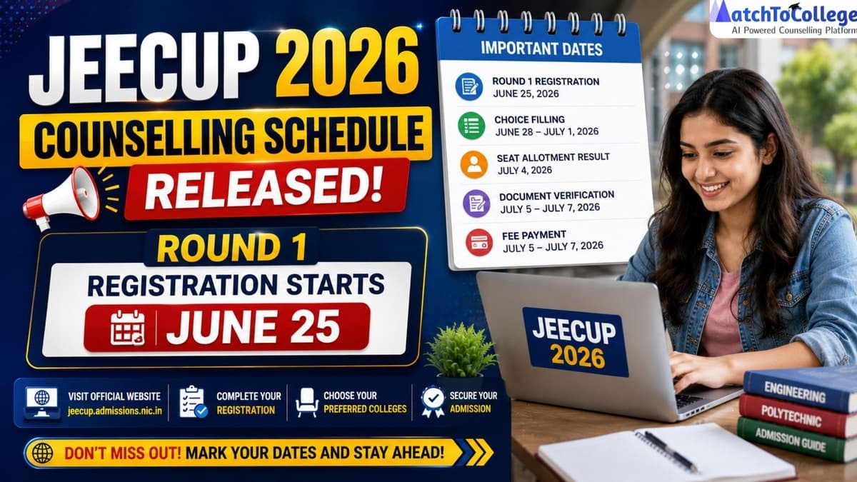 JEECUP 2026 Counselling: Round 1 Reg. Starts June 25!