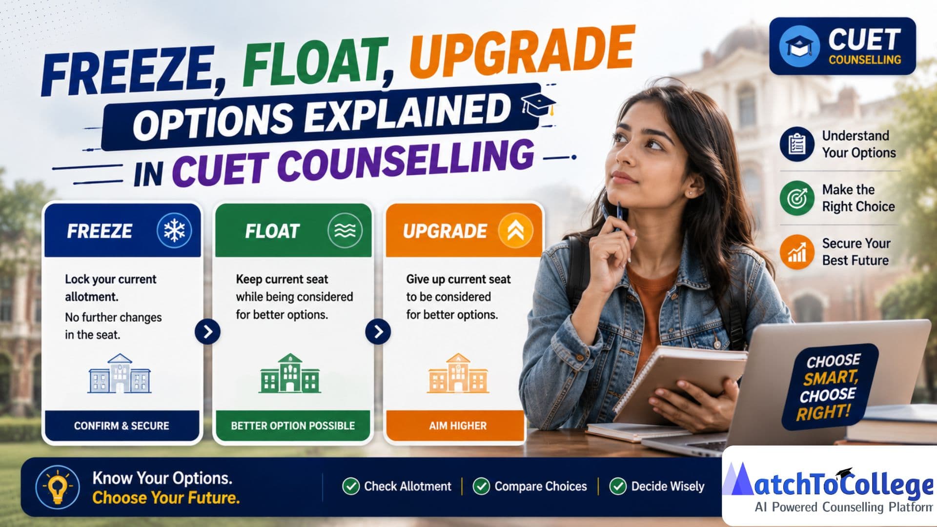 CUET Counselling 2026: Freeze, Float, Upgrade Guide