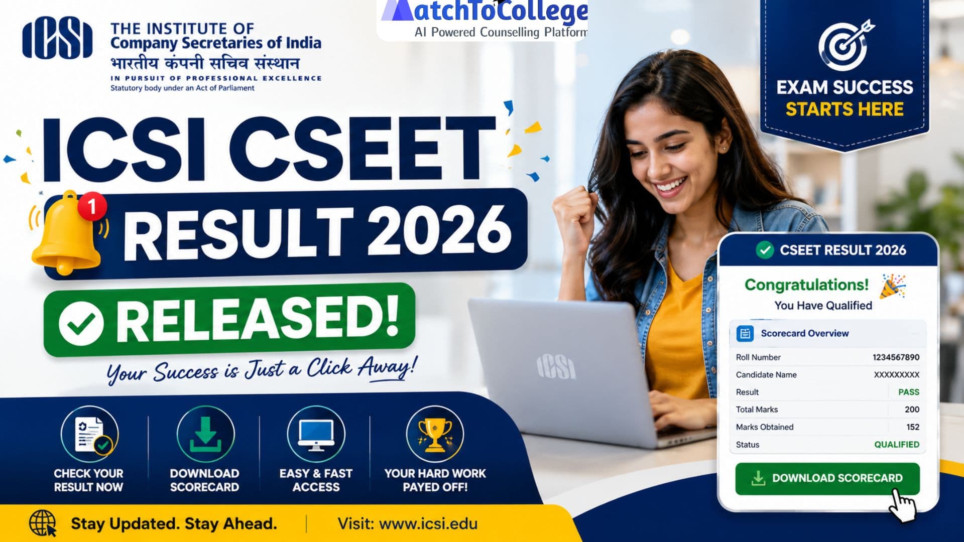 ICSI CSEET Result 2026 OUT! Download Your Scorecard