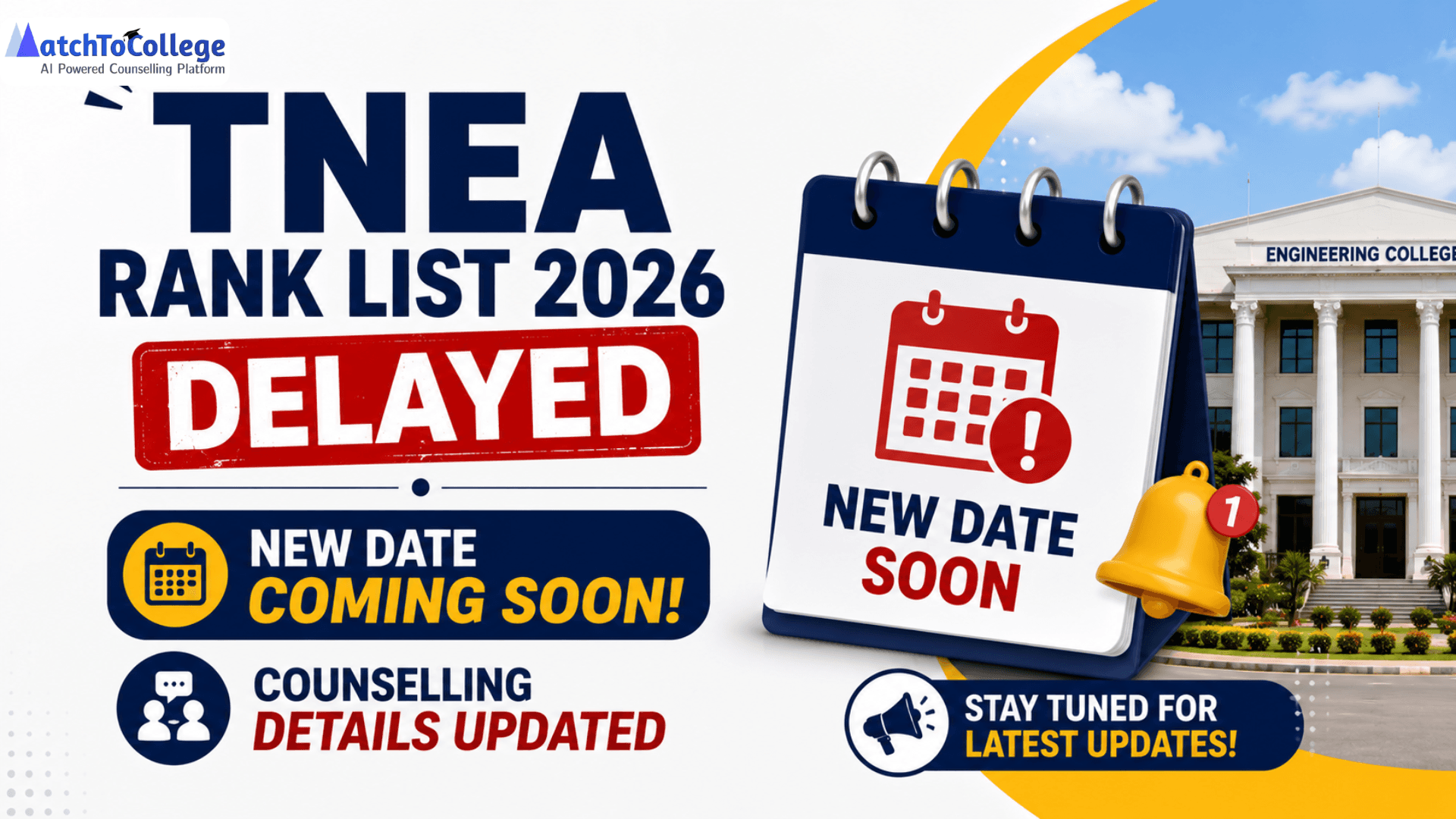 TNEA Rank List 2026 Delayed: New Date & Counselling Details