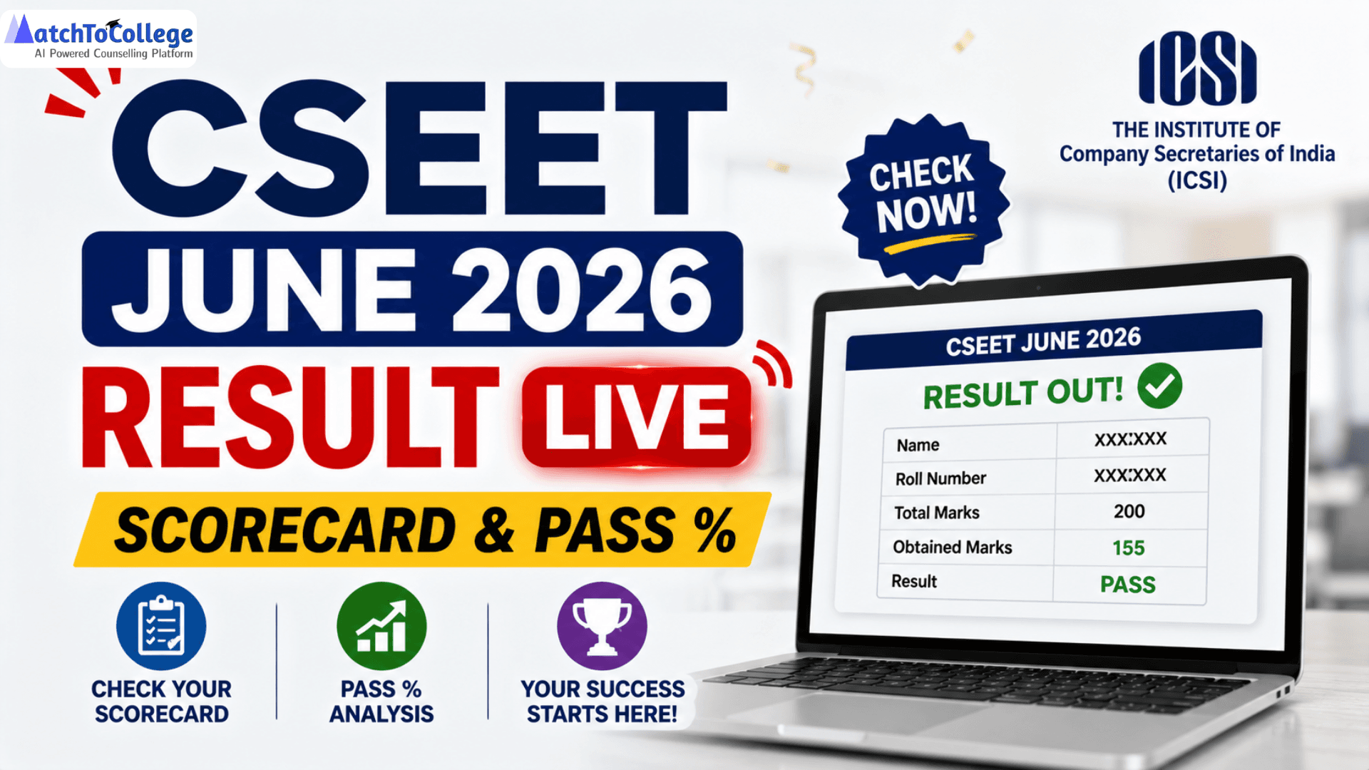 CSEET June 2026 Result LIVE: Scorecard & Pass % (ICSI)