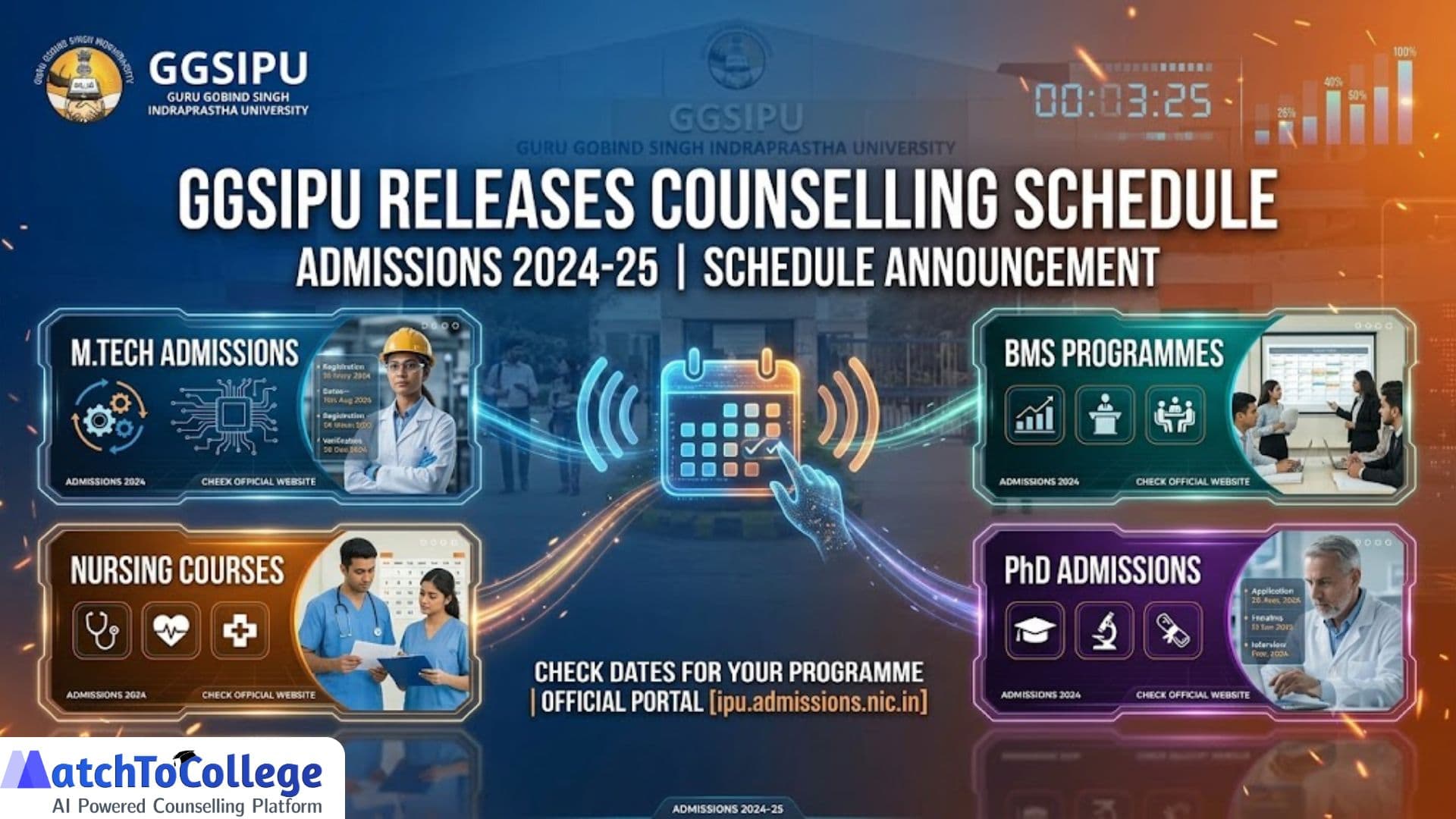 GGSIPU Counselling Schedule Released for M.Tech, BMS, Nursing & PhD