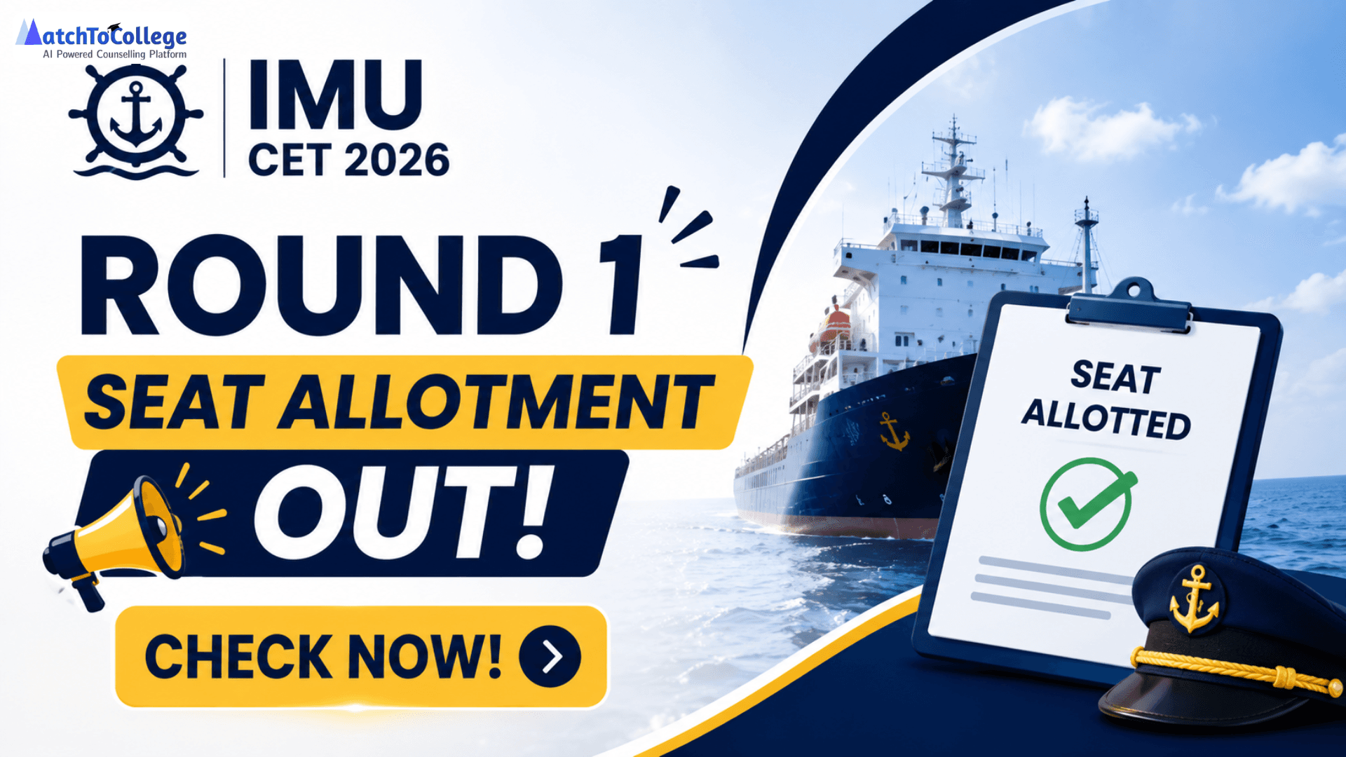IMU CET 2026 Round 1 Seat Allotment Out! Check Now