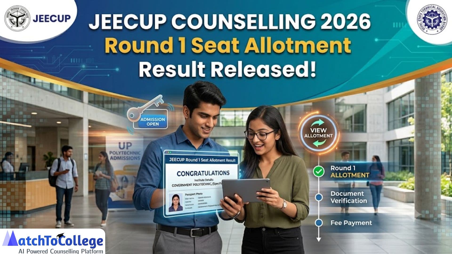 JEECUP 2026 Round 1 Allotment Out! Check Your Result Now
