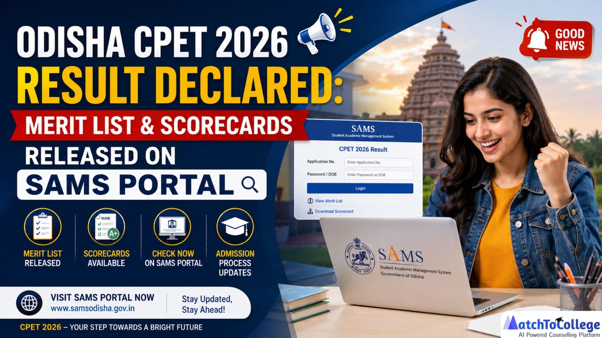 Odisha CPET 2026 Results OUT: SAMS Merit List & Scorecard