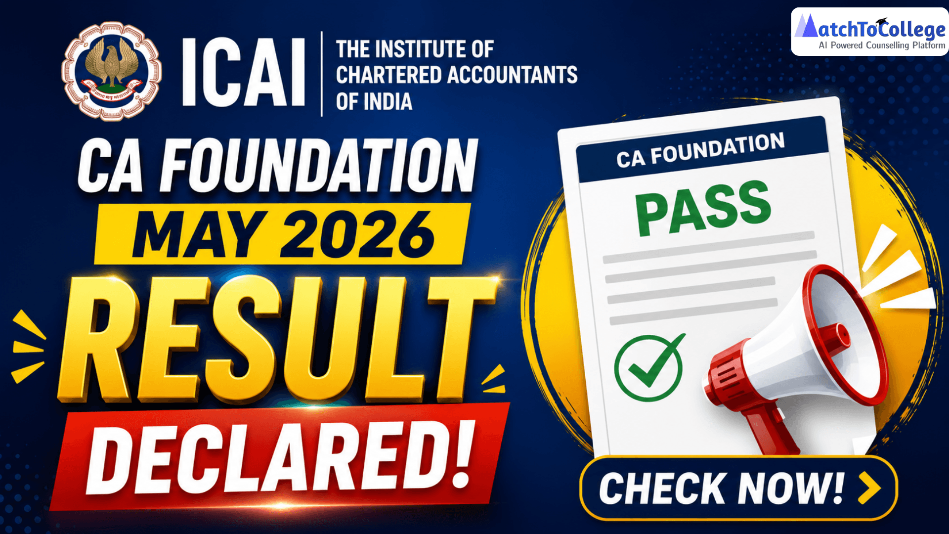 ICAI CA Foundation May 2026 Result DECLARED! Check Now