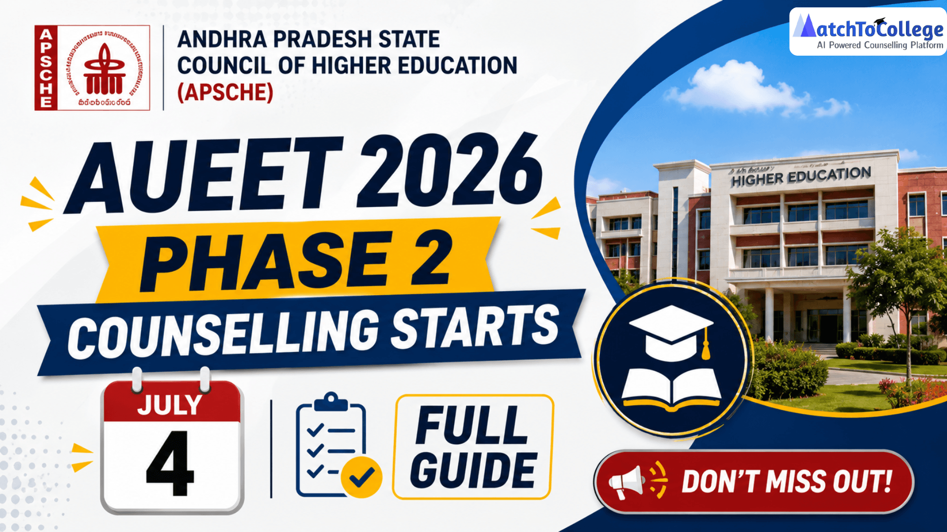 AUEET 2026 Phase 2 Counselling Starts July 4: Full Guide