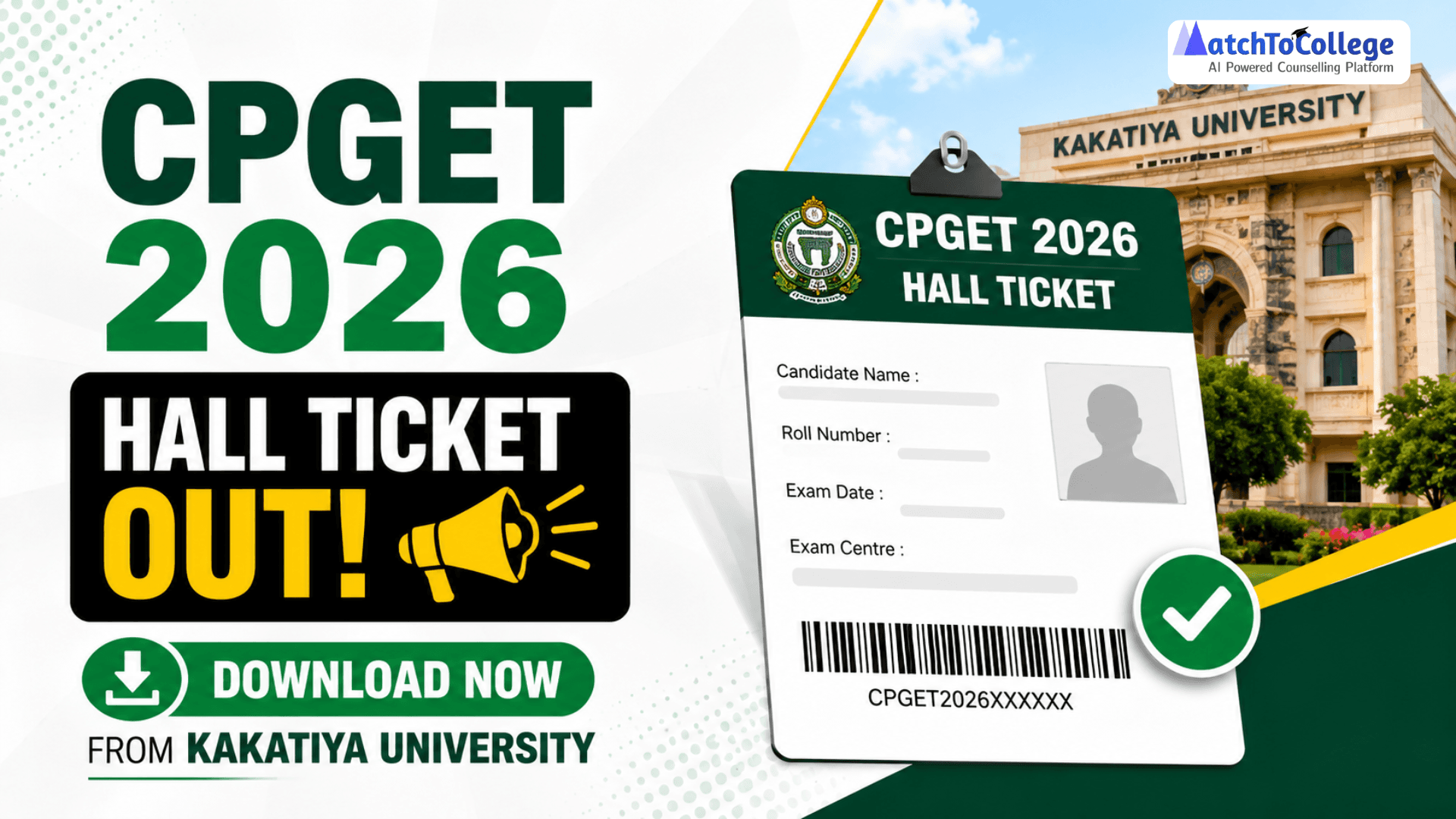 CPGET 2026 Hall Ticket OUT! Download Now from Kakatiya University