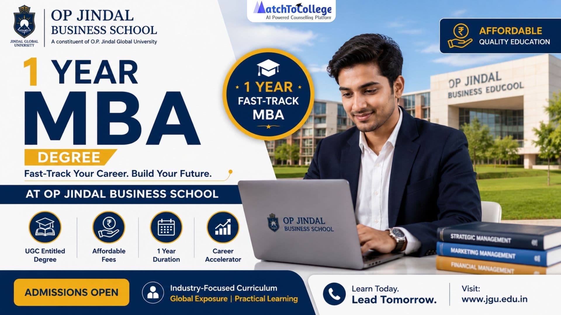 Affordable 1-Year MBA at OP Jindal Business School