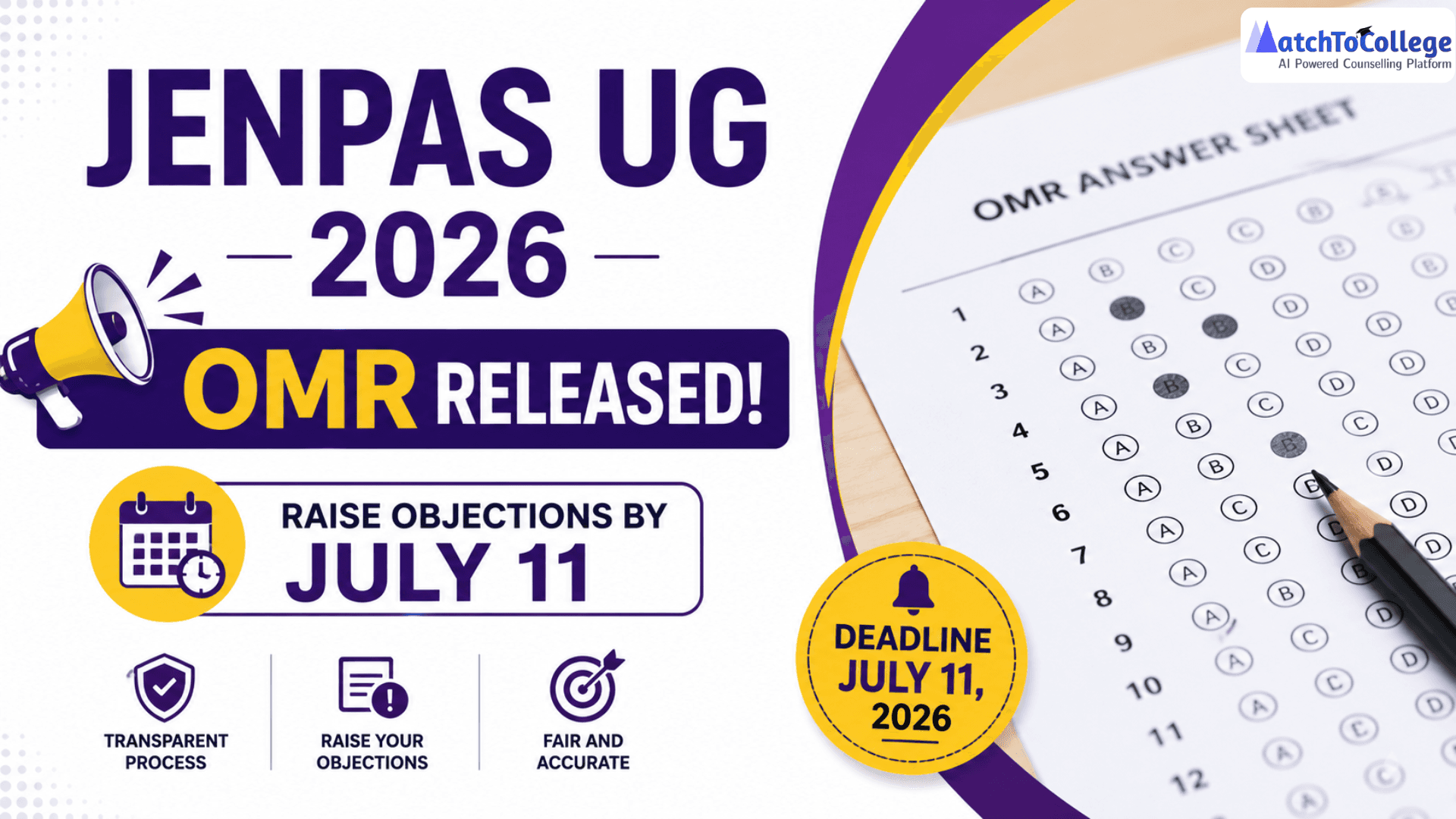 JENPAS UG 2026 OMR Released: Raise Objections by July 11