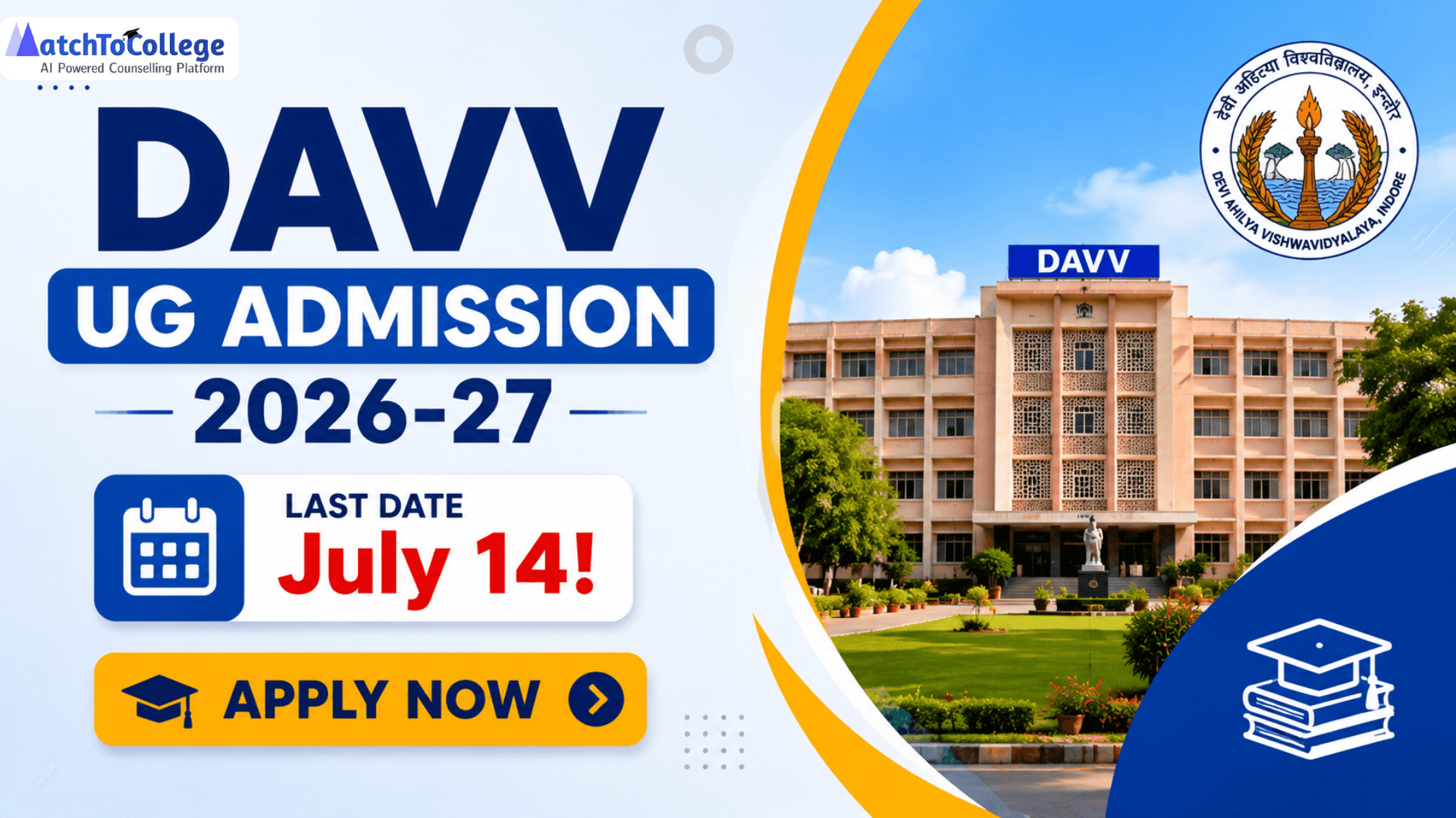 DAVV UG Admission 2026-27: Last Date July 14! Apply Now
