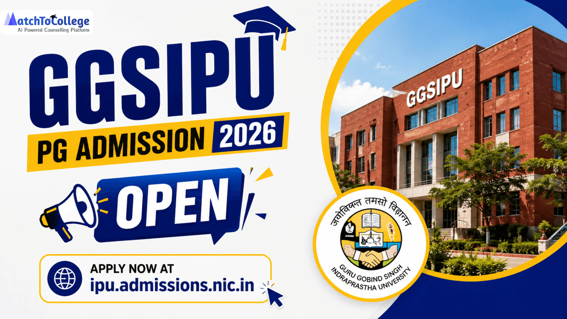 GGSIPU PG Admission 2026 Open: Apply Now at ipu.admissions.nic.in