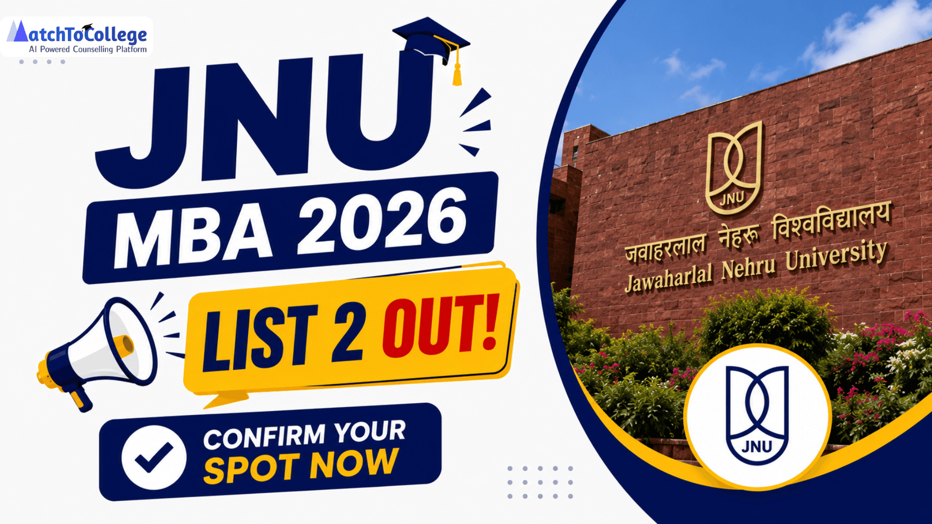 JNU MBA 2026 List 2 OUT: Confirm Admission Now!