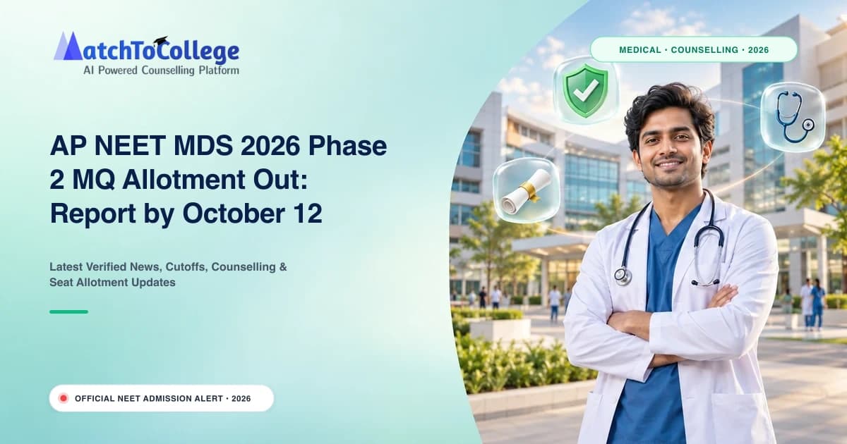 AP NEET MDS 2026 Phase 2 MQ Allotment Out: Report by October 12