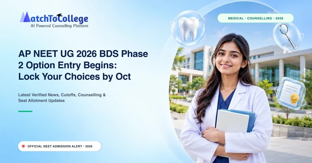 AP NEET UG 2026 BDS Phase 2 Option Entry Begins: Lock Your Choices by Oct 8!