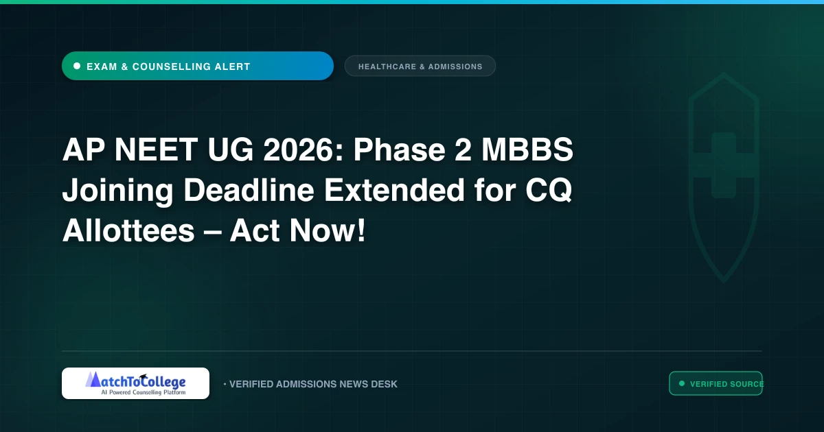 AP NEET UG 2026: Phase 2 MBBS Joining Deadline Extended for CQ Allottees – Act Now!