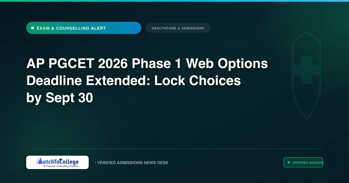 AP PGCET 2026 Phase 1 Web Options Deadline Extended: Lock Choices by Sept 30