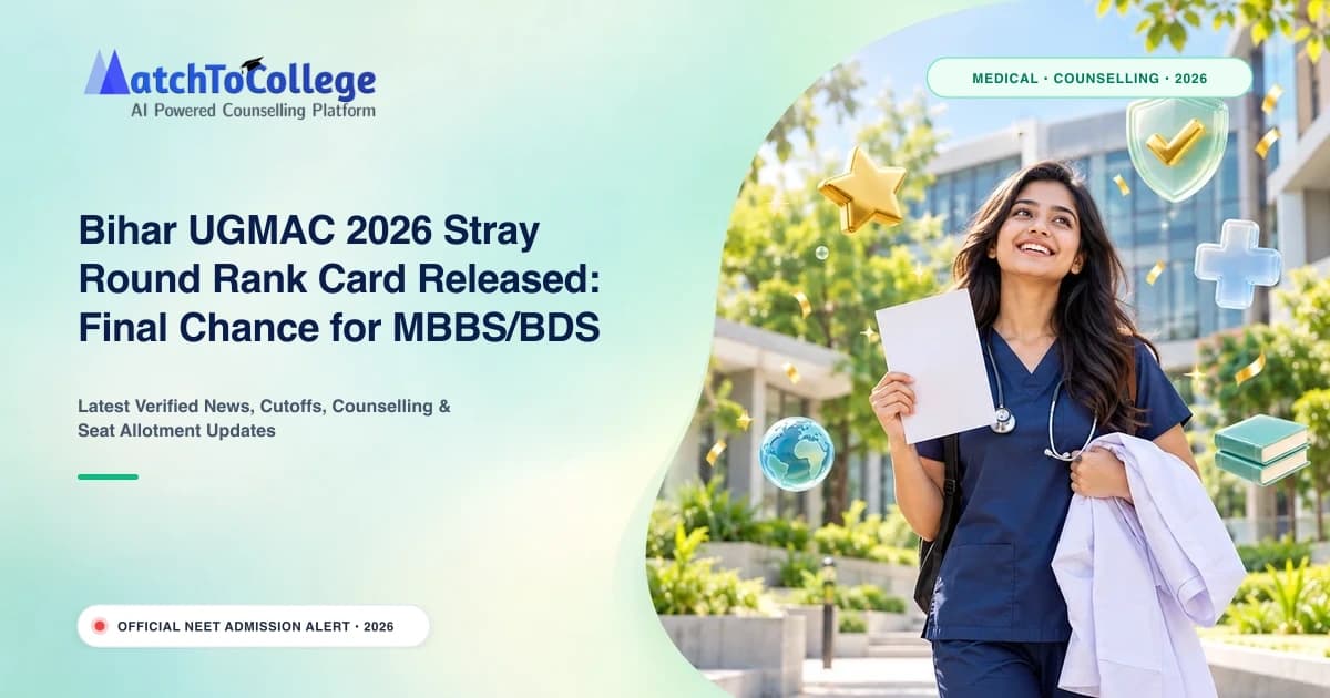 Bihar UGMAC 2026 Stray Round Rank Card Released: Final Chance for MBBS/BDS Seats