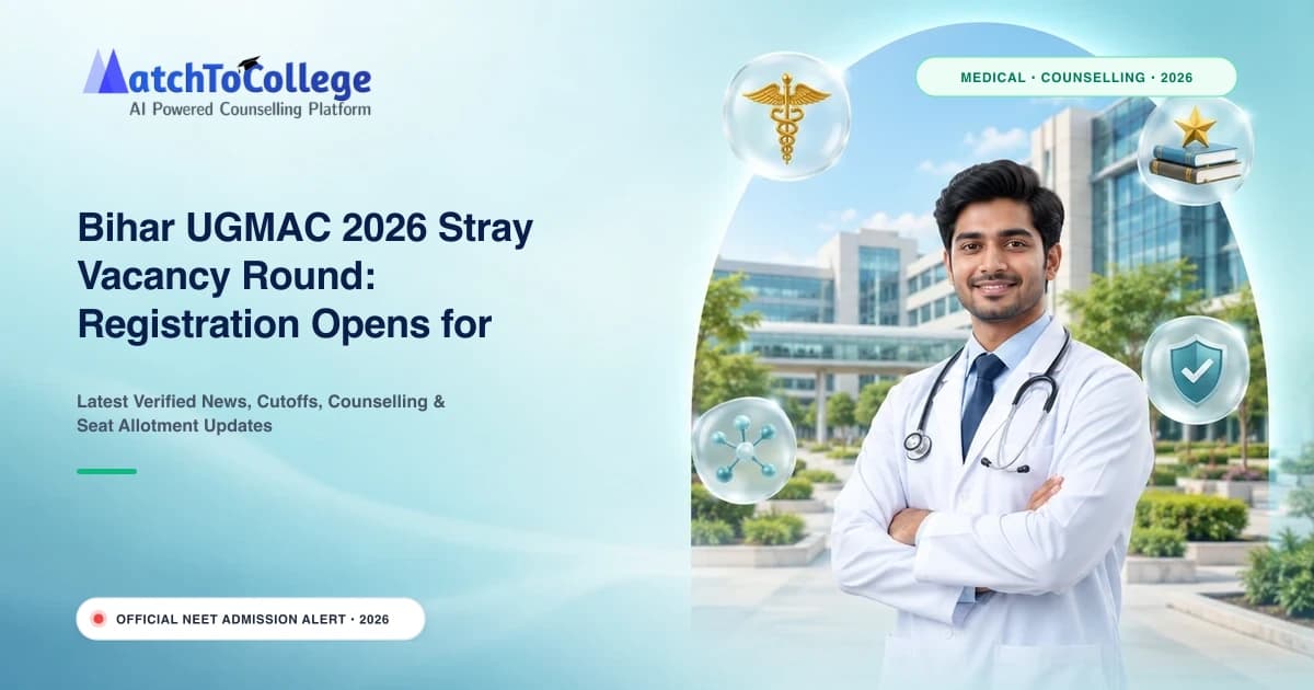Bihar UGMAC 2026 Stray Vacancy Round: Registration Opens for MBBS, BDS, AYUSH Seats