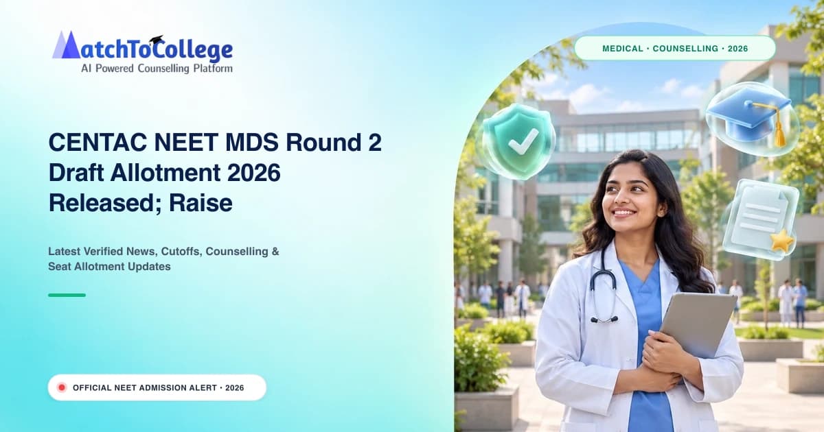 CENTAC NEET MDS Round 2 Draft Allotment 2026 Released; Raise Objections by 11 AM Today