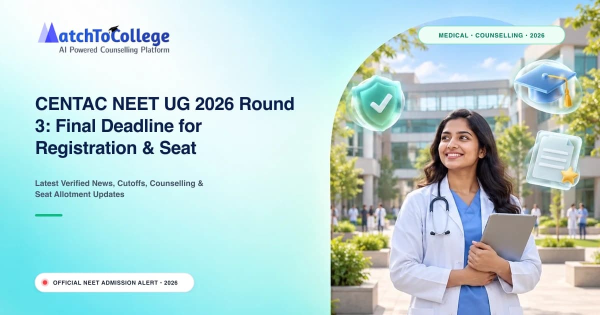 CENTAC NEET UG 2026 Round 3: Final Deadline for Registration & Seat Withdrawal is Oct 6