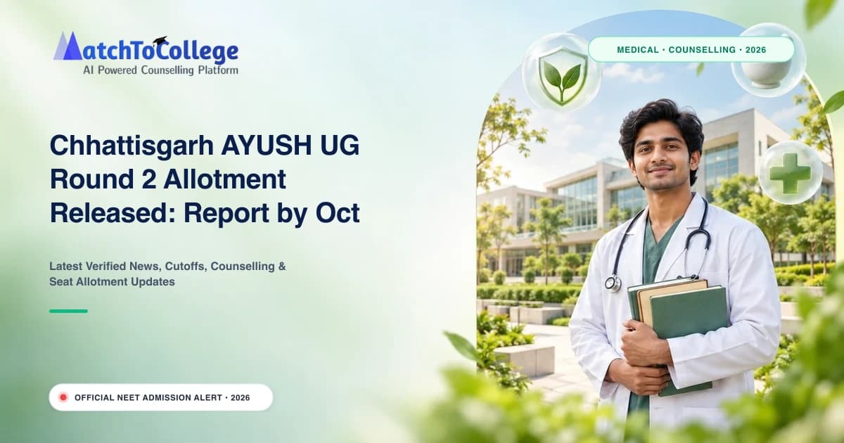 Chhattisgarh AYUSH UG Round 2 Allotment Released: Report by Oct 13