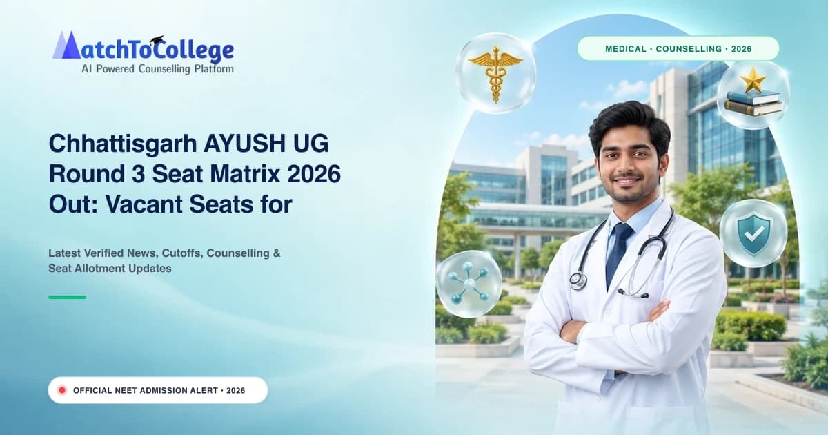 Chhattisgarh AYUSH UG Round 3 Seat Matrix 2026 Out: Vacant Seats for BAMS, BHMS, BNYS