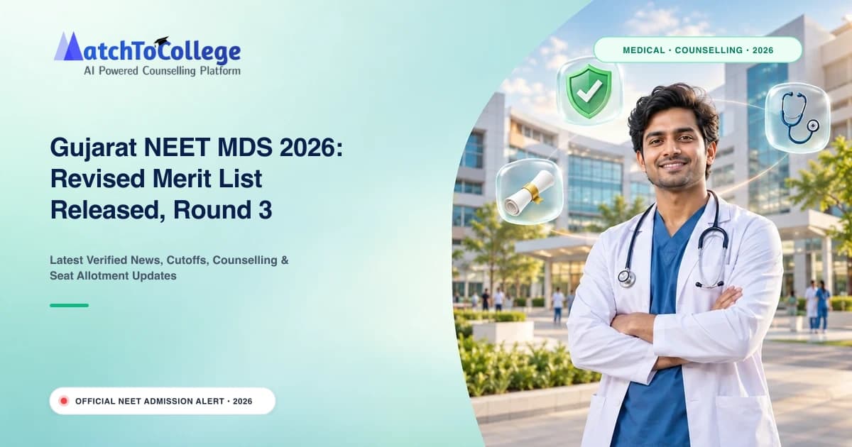 Gujarat NEET MDS 2026: Revised Merit List Released, Round 3 Counselling Begins