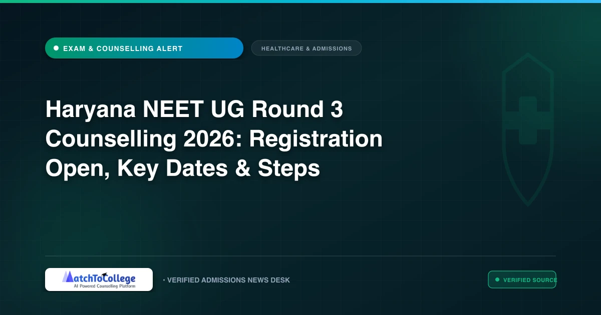 Haryana NEET UG Round 3 Counselling 2026: Registration Open, Key Dates & Steps