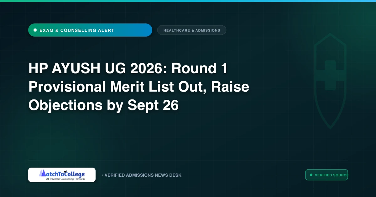 HP AYUSH UG 2026: Round 1 Provisional Merit List Out, Raise Objections by Sept 26