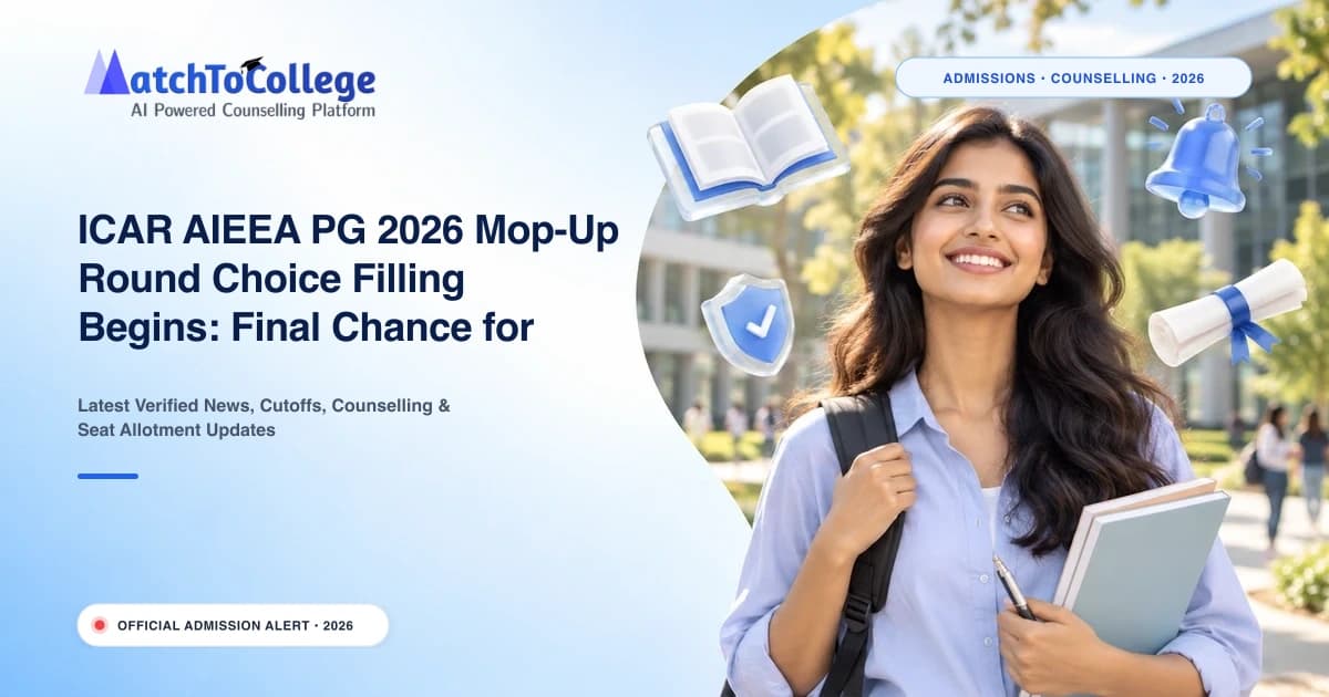 ICAR AIEEA PG 2026 Mop-Up Round Choice Filling Begins: Final Chance for Admissions
