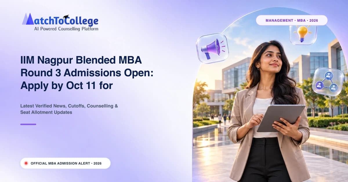 IIM Nagpur Blended MBA Round 3 Admissions Open: Apply by Oct 11 for 2026-28 Batch