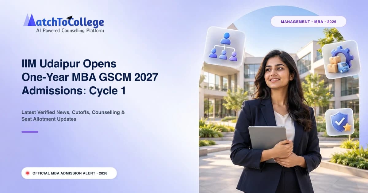 IIM Udaipur Opens One-Year MBA GSCM 2027 Admissions: Cycle 1 Deadline Nears