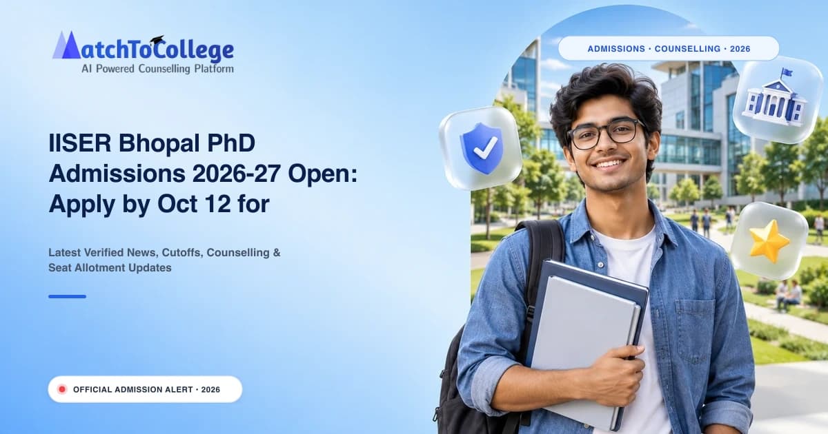 IISER Bhopal PhD Admissions 2026-27 Open: Apply by Oct 12 for January Session
