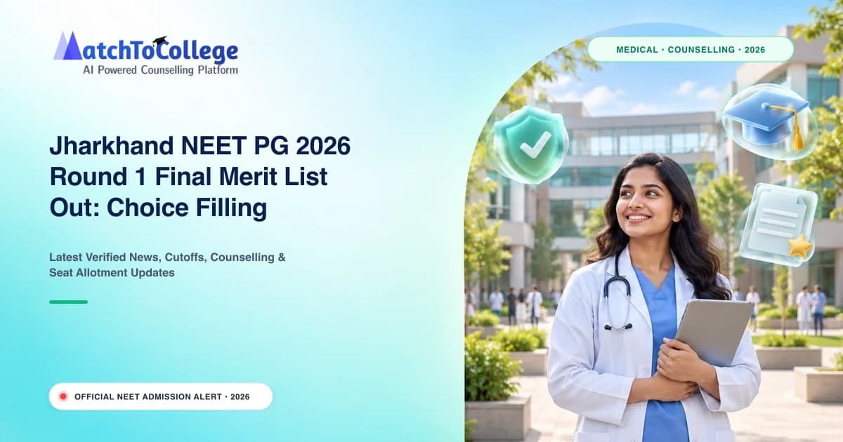 Jharkhand NEET PG 2026 Round 1 Final Merit List Out: Choice Filling Begins