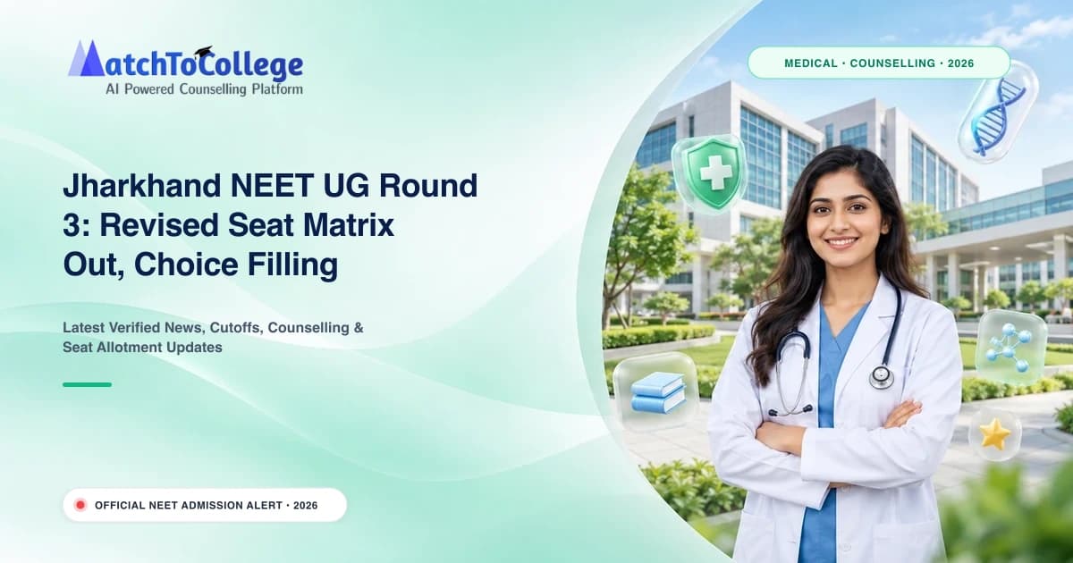Jharkhand NEET UG Round 3: Revised Seat Matrix Out, Choice Filling Closes Oct 7