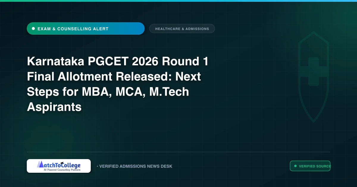 Karnataka PGCET 2026 Round 1 Final Allotment Released: Next Steps for MBA, MCA, M.Tech Aspirants