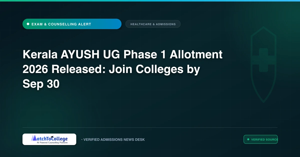 Kerala AYUSH UG Phase 1 Allotment 2026 Released: Join Colleges by Sep 30