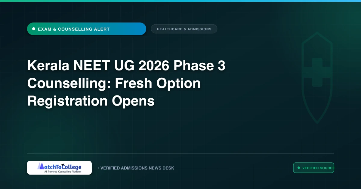 Kerala NEET UG 2026 Phase 3 Counselling: Fresh Option Registration Opens