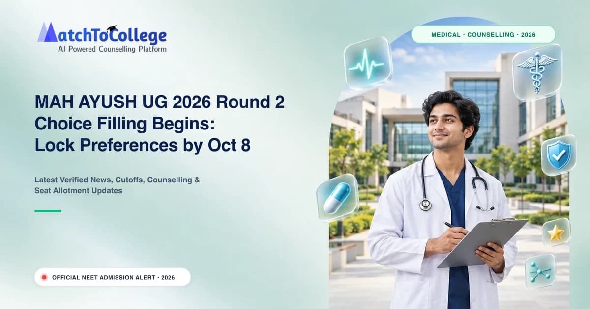 MAH AYUSH UG 2026 Round 2 Choice Filling Begins: Lock Preferences by Oct 8