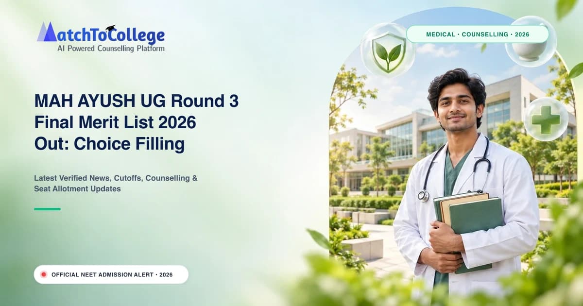 MAH AYUSH UG Round 3 Final Merit List 2026 Out: Choice Filling Deadline Nears