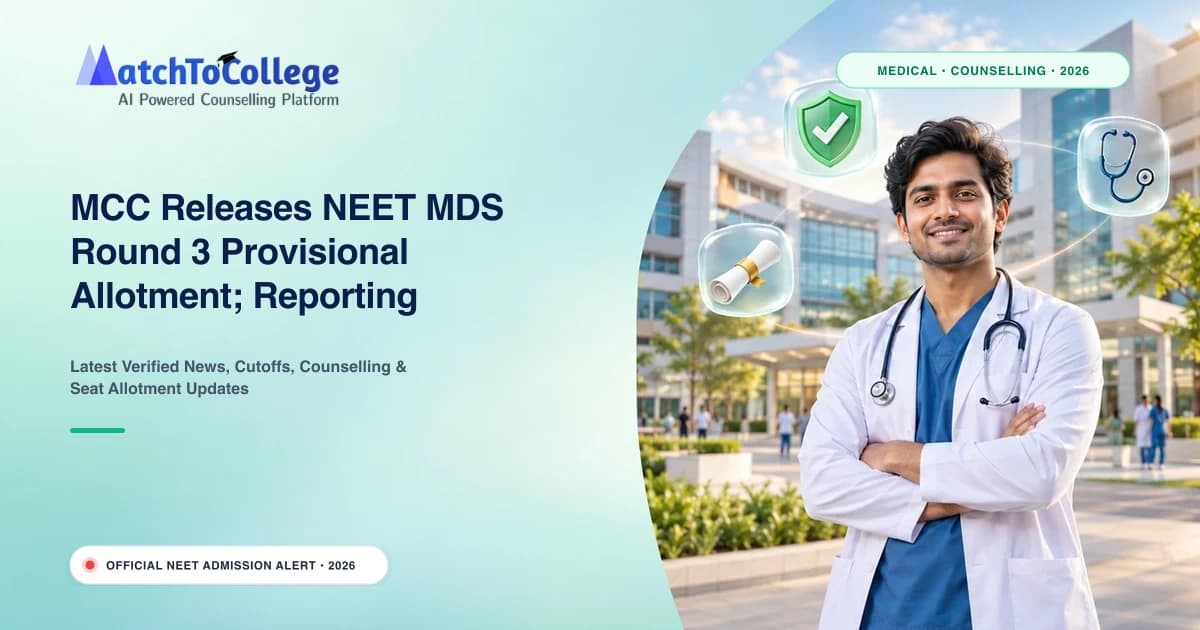 MCC Releases NEET MDS Round 3 Provisional Allotment; Reporting Begins Oct 12