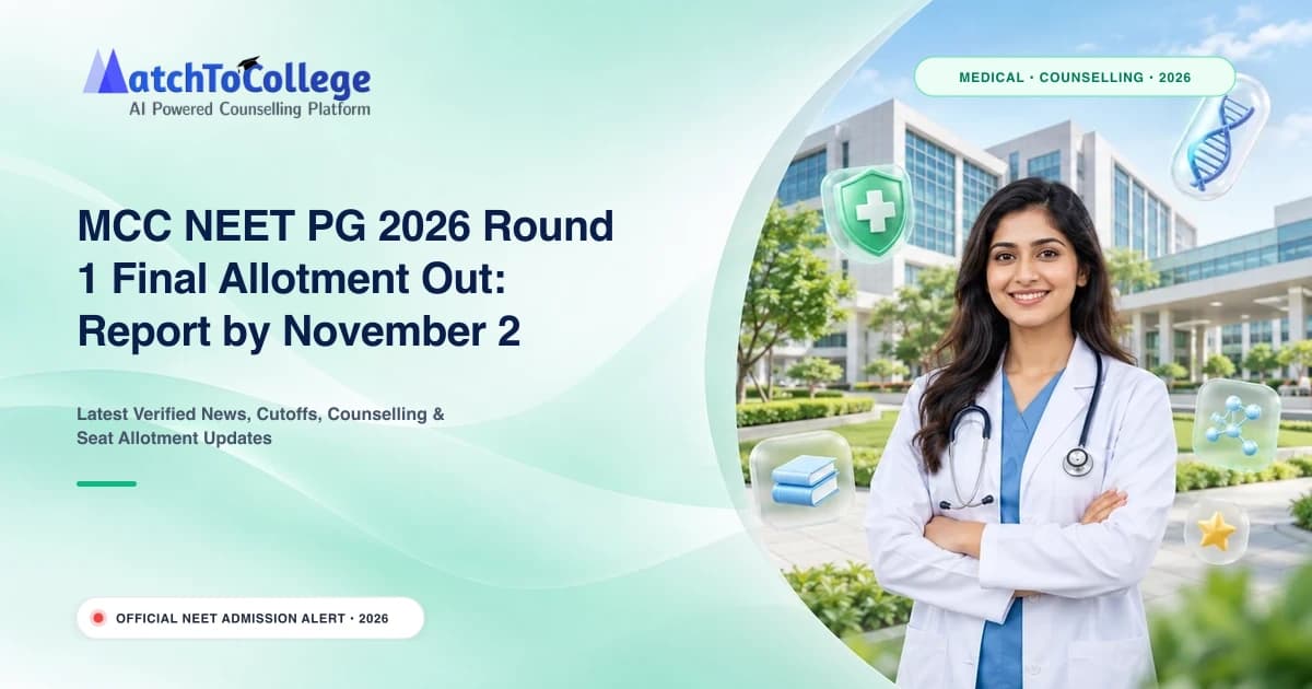 MCC NEET PG 2026 Round 1 Final Allotment Out: Report by November 2