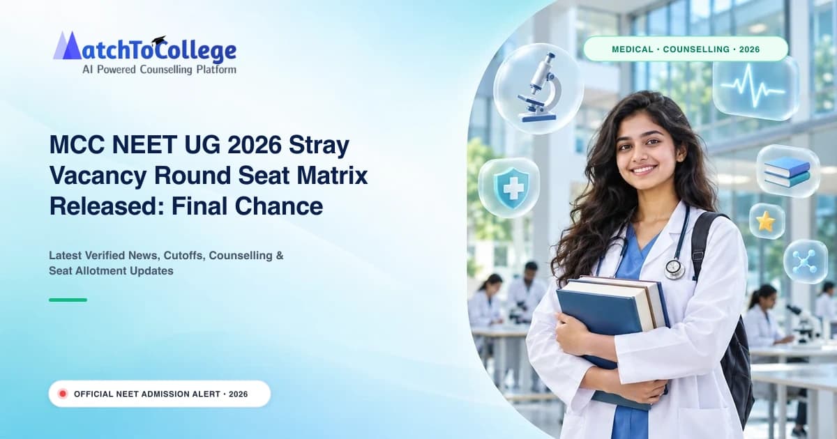 MCC NEET UG 2026 Stray Vacancy Round Seat Matrix Released: Final Chance for MBBS/BDS Seats
